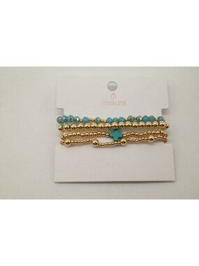 NWT Josslyn BOHO Cross Multi Colorful Beaded Stretch Bracelet Set of 4 Stackable